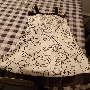 Off White and Brown R&K Originals Knee Length Dress